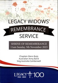 Document, Legacy Widows' Remembrance Service, 2023