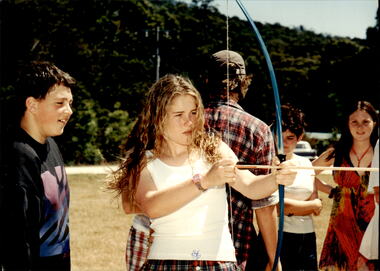 Photograph - Junior legatee outing, Archery at a camp, 1990s