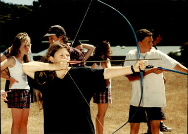 Photograph - Junior legatee outing, Archery at a camp, 1990s