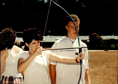 Photograph - Junior legatee outing, Archery at a camp, 1990s
