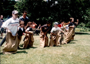 Photograph - Junior legatee outing, Sack race, 1990s