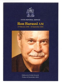 Booklet, Ronald Dale Barassi AM State Memorial Service, 2023