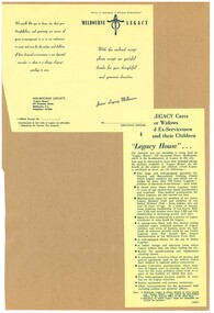 Document, Thank you note to donors and a flyer, 1965