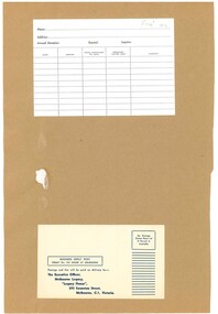 Document, Donor index card and reply paid envelope, 1960s