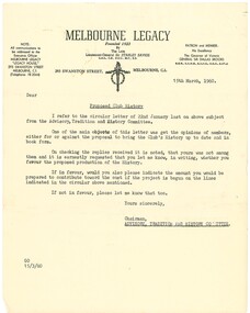 Document, Proposed Club History, 1960