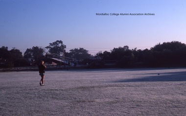 Photograph, 1982 - August - frost covers the Mordialloc-Chelsea High School oval, August 1982
