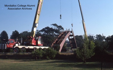 Photograph, 1981 construction of footbridge over Mordialloc Creek