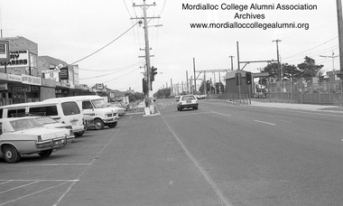 Photograph, 1981 - Station Street Aspendale photographed from near corner of Lawrence Avenue, outside shopping strip opposite Station, 1981