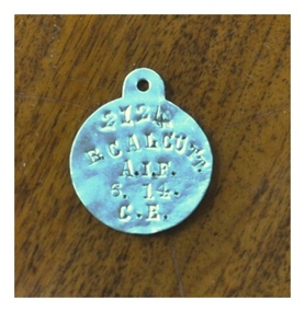 WW1 Identity  Tag, Private Brendan Culcutt's, 2124,  ID name tag WW1