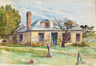 Watercolour, Win Trigg, Colonial Georgian Building in Sandstone
