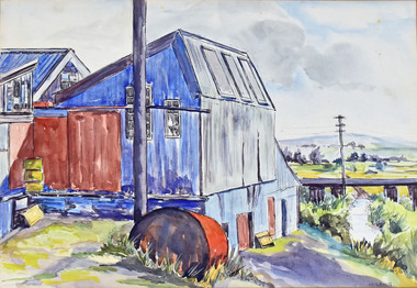 Work on paper - Watercolour, Pen & Wash, H Lang, The Wool Scour at the Breakwater