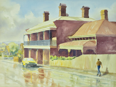 Watercolour, William Warren, Wet Afternoon in Coronation Street