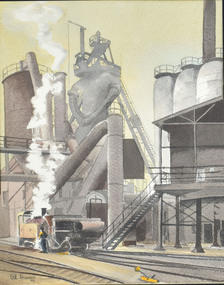 Work on paper - Watercolour, Gil Brooks, Industrial, 1973