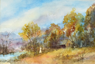Work on paper - Watercolour, N Walsh, By the River
