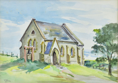 Watercolour, W Trigg, Highton Uniting Church, Barrabool Road