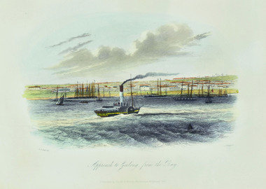 Work on paper - Etching, S T Gill, Approach to Geelong from Bay 1857