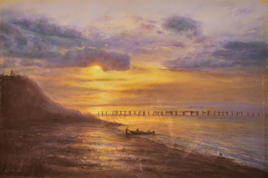 Work on paper - Pastel on Cartridge, David Nash, Sunset at Clifton Springs