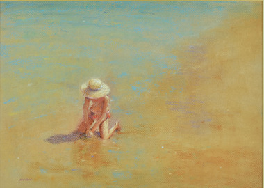 Painting - Pastel, Charles Moodie, Beach Play - Torquay