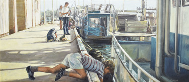 Painting - Oil on Canvas, Graeme Cardinal, Fishing Queenscliff, 1990