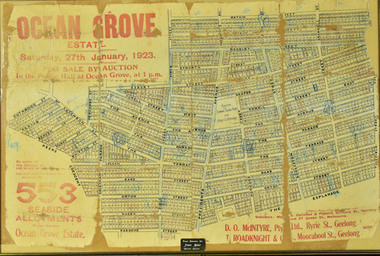 Paper on Board, Framed Town Plan, Ocean Grove