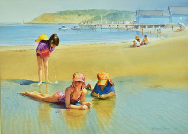 Watercolour, Russell Fletcher, Barwon Heads Beach