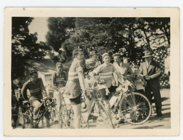 Photograph - Black and White Photograph, Group of Cyclist, Date Unknown