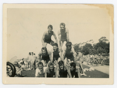Photograph - Black and White Photograph, Human pyramid, c1956