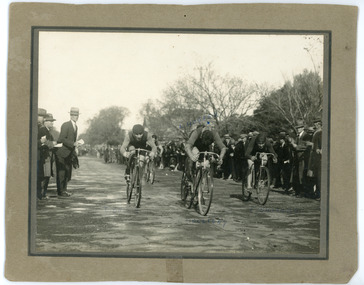 Photograph - Black and White Photograph, Cyclists, End of 33 Mile Race, 1928