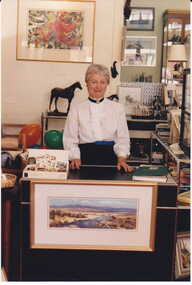 Photograph - Shop assistant at counter inside No.110 Maling Road, Jan Pigot, 27/03/1993 12:00:00 AM