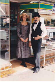 Photograph - Newsagent Francis Bourke and his daughter outside their shop No. 104 Maling Road, Jan Pigot, 27/03/1993