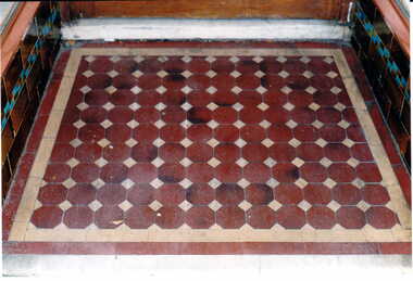 Photograph - Close up view of the mosaic tiles in the doorway of No. 104 Maling Road, Jan Pigot, 27/03/1993 12:00:00 AM