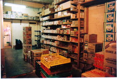 Photograph - Interior of the store room of Buckley's Supermarket, Jan Pigot, 27/03/1993 12:00:00 AM