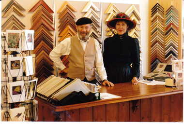 Photograph - Two shop assistants standing behind the counter at No. 125 Maling Road, Jan Pigot, 27/03/1993 12:00:00 AM