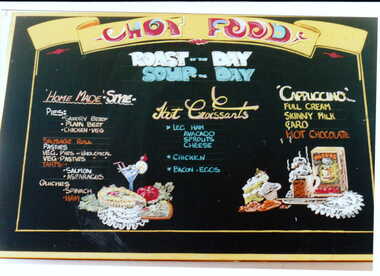 Photograph - Chalk board outling food choices inside the shop at No. 123 Maling Road, Jan Pigot, 27/03/1993 12:00:00 AM