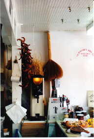Photograph - Detail of the corner of the inside window at shop No. 123 Maling Road, Jan Pigot, 27/03/1993 12:00:00 AM