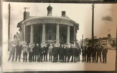 Staff standing outside the Canterbury Post Office ca 1931