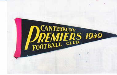 Photograph - Canterbury Football Club Premiers 1949 pennant, Jan Pigot, 1/06/2012