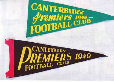 Photograph - Canterbury Football Club premiership pennants for 1948 and 1949, Jan Pigot, 1/06/2012 12:00:00 AM