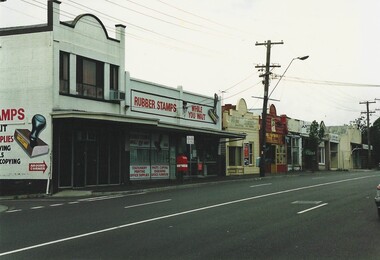 Photograph - Canterbury Road shops at Canterbury Road intersection looking east along Canterbury Road, Jan Pigot, 11/03/1990