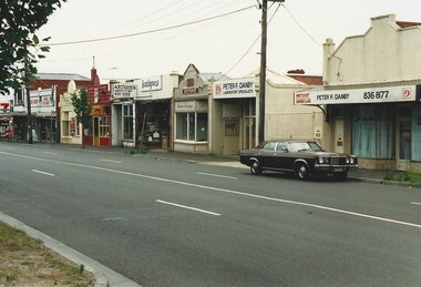 Photograph - Canterbury Road shops at Canterbury Road intersection looking east along Canterbury Road - North Side, Jan Pigot, 11/03/1990