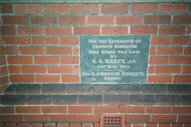 Photograph - Foundation Stone of the Congregational Church in Canterbury Road, Jan Pigot