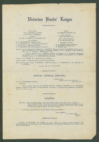 Document, Victorian Bands' League : Annual General Meeting (14/07/1933), 1933