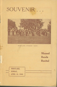 Programme, Souvenir...Mortlake Citizens' Band : Massed Bands Recital. Mortlake, April 18, 1948