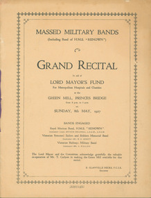 Programme, Massed Military Band : Grand Recital, 08/05/1927