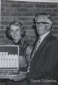Photograph, Presentation of cutlery to ex-Capt. and Mrs C.E Barrie, 1974