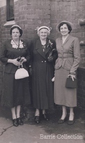Photograph, Edna Barrie, Mattie Myers, and Marjorie Butler at the Church of Christ in Raleigh St Footscray, 1953