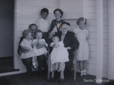 Photograph, Jessie Barrie and grandchildren at Bruce's christening, c.1956