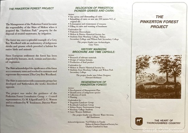 Pamphlet, The Pinkerton Forest Project, 1992
