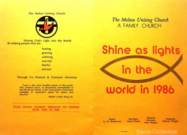 Booklet, Melton Uniting Church- Shine as lights in the world, 1986