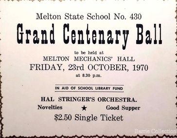 Document, Grand Centenary Ball Ticket, 1970